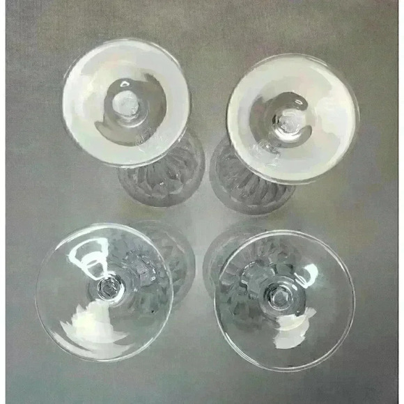 Vintage Josair Edith Crystal Large Claret Wine Glass Goblet Set 4 Glasses Signed - Picture 4 of 6